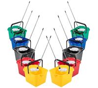 Red, Green, Yellow, Blue & Metallic 12 Litre Cotton Mop & Bucket