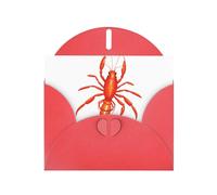 Red Greeting Card DLXW Active crayfish Pattern for Christmas, Children's Birthday, Valentine's Day, Wedding Anniversary & Party Invitation