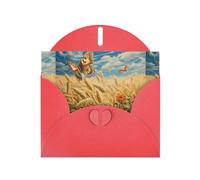 Red Greeting Card DLXW Butterfly in the wheat field Pattern for Christmas, Children's Birthday, Valentine's Day, Wedding Anniversary & Party Invitation