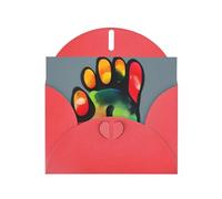 Red Greeting Card DLXW colorful dog paw Pattern for Christmas, Children's Birthday, Valentine's Day, Wedding Anniversary & Party Invitation