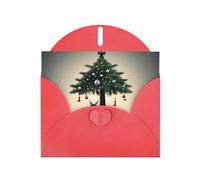 Red Greeting Card DLXW Cow deer tree christmas Pattern for Christmas, Children's Birthday, Valentine's Day, Wedding Anniversary & Party Invitation