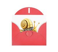 Red Greeting Card DLXW Golden mechanical snail Pattern for Christmas, Children's Birthday, Valentine's Day, Wedding Anniversary & Party Invitation