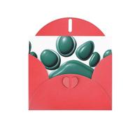 Red Greeting Card DLXW Green airbag paw print Pattern for Christmas, Children's Birthday, Valentine's Day, Wedding Anniversary & Party Invitation