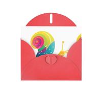 Red Greeting Card DLXW Happy colorful snail Pattern for Christmas, Children's Birthday, Valentine's Day, Wedding Anniversary & Party Invitation