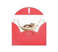 Red Greeting Card DLXW Kitten in the cradle Pattern for Christmas, Children's Birthday, Valentine's Day, Wedding Anniversary & Party Invitation