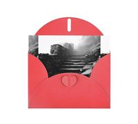 Red Greeting Card DLXW Mountain mist over the stone steps Pattern for Christmas, Children's Birthday, Valentine's Day, Wedding Anniversary & Party Invitation