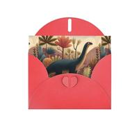 Red Greeting Card DLXW The dinosaur looking out Pattern for Christmas, Children's Birthday, Valentine's Day, Wedding Anniversary & Party Invitation