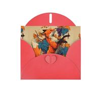 Red Greeting Card DLXW The grape-picking fox Pattern for Christmas, Children's Birthday, Valentine's Day, Wedding Anniversary & Party Invitation