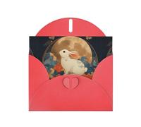 Red Greeting Card DLXW The Rabbit Behind the Screen Pattern for Christmas, Children's Birthday, Valentine's Day, Wedding Anniversary & Party Invitation