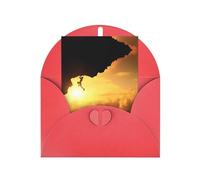 Red Greeting Card - Rock Climbing Sports Print Blank Blessed Card for Birthday, Wedding, Valentine's Day & Party Invitation