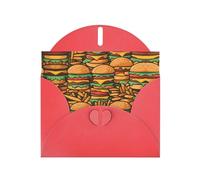 Red Greeting Card Set with Blank Interior - many cute burgers Print Pearl Paper Birthday, Wedding & Anniversary Cards