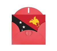 Red Greeting Card Set with Envelopes - Flag of Papua New Guinea Print Blank Cards for Birthday, Valentine's Day & Party Invitations
