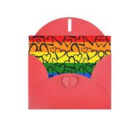 Red Greeting Card Set with Envelopes - Gay Pride Rainbow Pattern Print Blank Cards for Birthday, Valentine's Day & Party Invitations