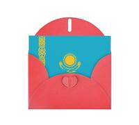 Red Greeting Card with Envelopes - Flag of Kazakhstan Print Blank Cards for Birthday, Wedding, Encouragement, Blessed Occasions