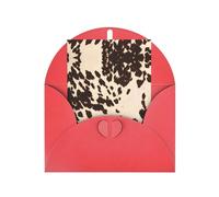 Red Greeting Card with Matching Envelope - Brown Cowhide Print Blank Blessed Design for Birthday, Wedding, Valentine's Day