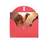 Red Greeting Card YYHWHJDE Camel in the desert Picture Perfect for Valentine's Day, Wedding Anniversary & Party Invitations