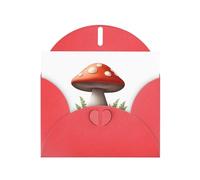 Red Greeting Card YYHWHJDE Mushroom Cottage Picture Perfect for Valentine's Day, Wedding Anniversary & Party Invitations