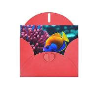 Red Greeting Card YYHWHJDE Ocean Tropical Fish Coral Undersea World Picture Perfect for Valentine's Day, Wedding Anniversary & Party Invitations