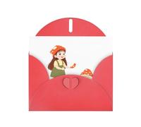 Red Greeting Card YYHWHJDE The little girl picking mushrooms Picture Perfect for Valentine's Day, Wedding Anniversary & Party Invitations