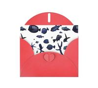 Red Greeting Card YYHWHJDE Various fish in the ocean Picture Perfect for Valentine's Day, Wedding Anniversary & Party Invitations