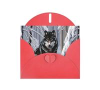 Red Greeting Card YYHWHJDE Wolf In The Snow Picture Perfect for Valentine's Day, Wedding Anniversary & Party Invitations