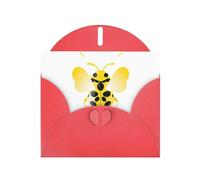 Red Greeting Card YYHWHJDE Yellow ladybug with open wings Picture Perfect for Valentine's Day, Wedding Anniversary & Party Invitations