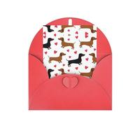 Red Greeting Cards with Envelopes â€“ Romantic Dachshunds Print Blank Note Cards, Perfect for Birthday, Wedding, Anniversary