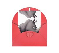 Red Greeting Cards with Matching Envelopes - angry rhino Print Blank Blessed Cards for Birthday, Wedding, Valentine's Day