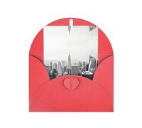 Red Greeting Cards with Matching Envelopes - black and white New York Print Blank Blessed Cards for Birthday, Wedding, Valentine's Day