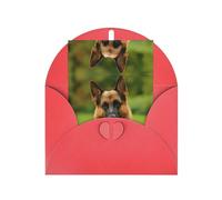 Red Greeting Cards with Matching Envelopes - Happy german shepherd Print Blank Blessed Cards for Birthday, Wedding, Valentine's Day