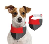 Red Grey Black And White Geometric Block,Pet Bib Scarf Cats Dog Bandana Dogs Towel Bib Adjustable Pet Scarf,S