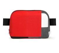 Red Grey Black and White Geometric Block, Square Waist Bag Travel Bum Bag Casual Chest Bag Fanny Pack for Men Women