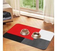 Red Grey Black And White Geometric Block,Waterproof Pet Feeding Mat,PU Leather Placemats for Cat Dog Water Bowl,Food Mats,40x60cm