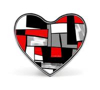 Red, Grey, Black And White Rectangles Modern Style Badge Heart Shape Cute Brooch Pins Button Badges for Backpack Jackets Hats Decor