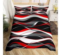 Red Grey Black Comforter Cover Geometric Spiral Pattern Bedding Set Modern Abstract Duvet Cover for Kids Grey White Bedspread Cover Retro Stripe Bedclothes Single Size