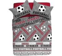 Red Grey Football Single Duvet Cover Set Reversible Boys Bedding With Pillowcase s (RED/GREY DUVET COVER SET, Single)