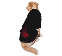 Red Grim Reaper Dog Hoodies with Pocket Warm Pullover Pets Shirts Dog Sweater Clothes for Medium Large Dogs