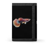 Red Guppy Trifold Men's Wallets with 8 Card Slots & Key Hook Slim Travel Purse Money Clip