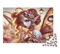 Red Hair Fairy Jigsaw Puzzle Lantern Glow 1000Pc Recycled Paper Adults Jigsaws Impossible Hard Challenge Brain Thinking Home Activity Great Gift 52x38cm/1000pcs