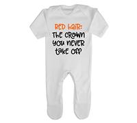 Red Hair The Crown You Never Take Off Ginger Statement Baby Romper Jumpsuit with feet, 0-3 Months, White
