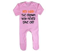 Red Hair The Crown You Never Take Off Ginger Statement Baby Romper Jumpsuit with feet, 3-6 Months, Pastel Pink
