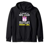Red Hair Unicorn Warning Label Funny Quote Humor Zip Hoodie