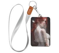Red Hair Woman in White Cruise Essentials Security Badge Holder with Lanyard id case Holder for Ship Cards Travel & Vacation