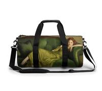 Red Hair Woman Lying on The Green Sofa Travel Gym Bag for Women Men Cylindrical Duffle Bag Sport Workout Bag with Shoulder Strap