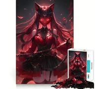 Red-Haired Anime Demon Girl with Mask 1000 Pieces Jigsaw Puzzles for Adults Improve Memory Peaceful Fun Sharp Edge (50x75cm)