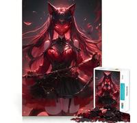 Red-Haired Anime Demon Girl with Mask Jigsaw Puzzle for Teenagers 1000 Pieces Boost Memory Relaxing Fun Premium Cut Stylish Gift (38x26cm)