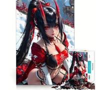 Red-Haired Anime Girl 1000 Piece Jigsaw Puzzles for Teenagers Jigsaw Wise Think Toy Relax Time Clear Cut Festival Gift (38x52cm)