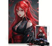Red-Haired Anime Girl 1000 Pieces Jigsaw Puzzles for Teenagers Logic Train Toy Quiet Fun Smooth Cut Lovely Gift (50x75cm)