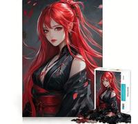 Red-Haired Anime Girl 1000 Pieces Jigsaw Puzzles for Teenagers Logic Train Toy Quiet Fun Smooth Cut Lovely Gift (50x75cm)