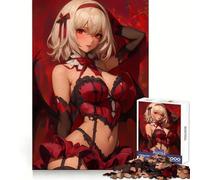 Red-Haired Anime Girl with Wings 1000 Pieces Jigsaw Puzzles for Teenagers Logic Train Toy Quiet Fun Smooth Cut Lovely Gift (50x75cm)